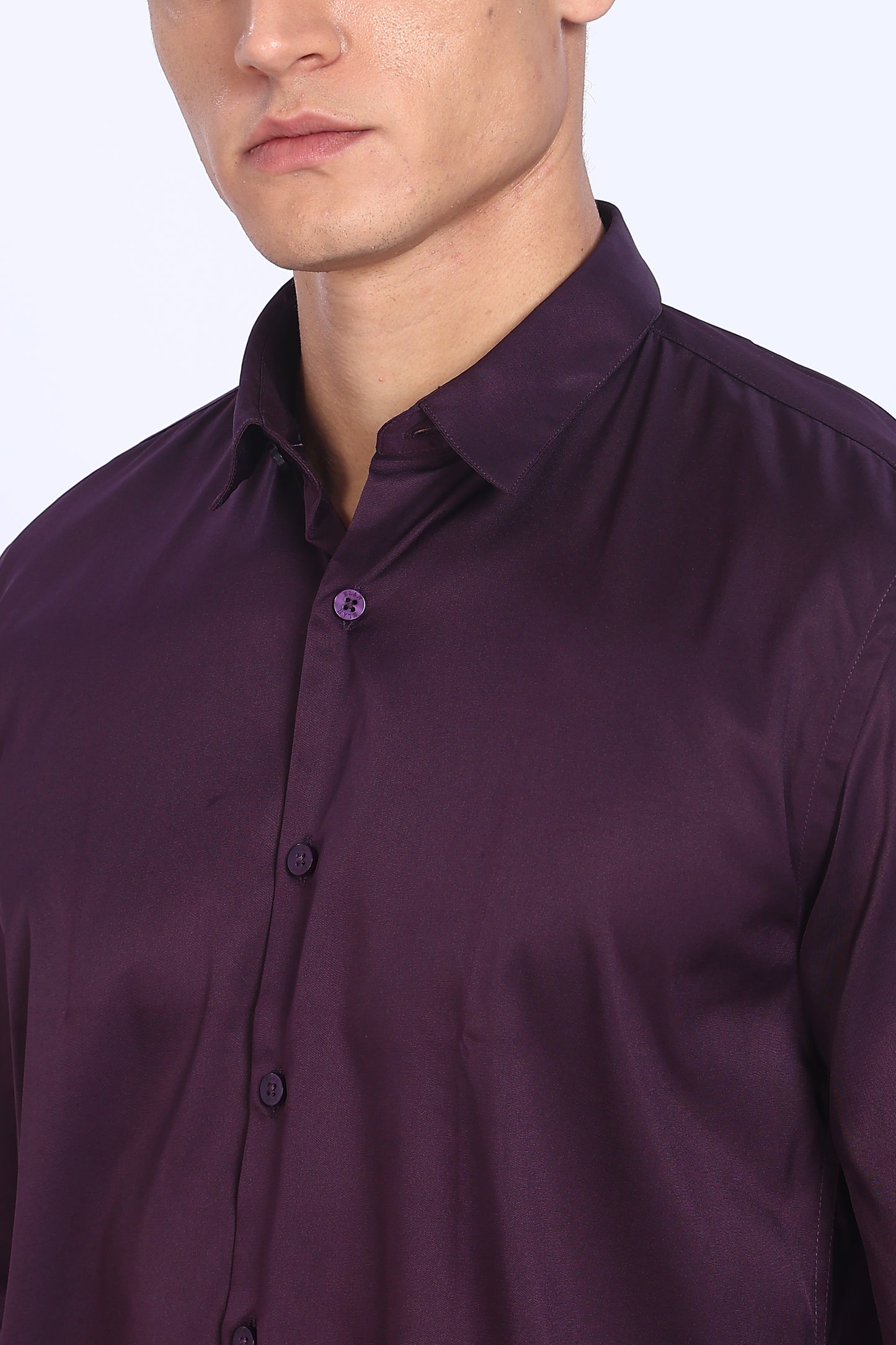 Regular Fit Purple Satin Shirt