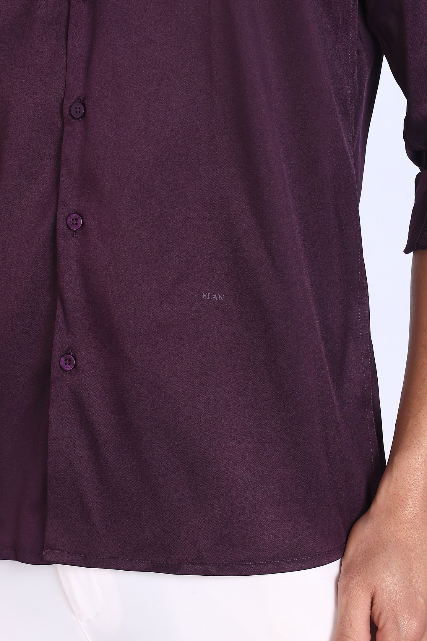 Regular Fit Purple Satin Shirt