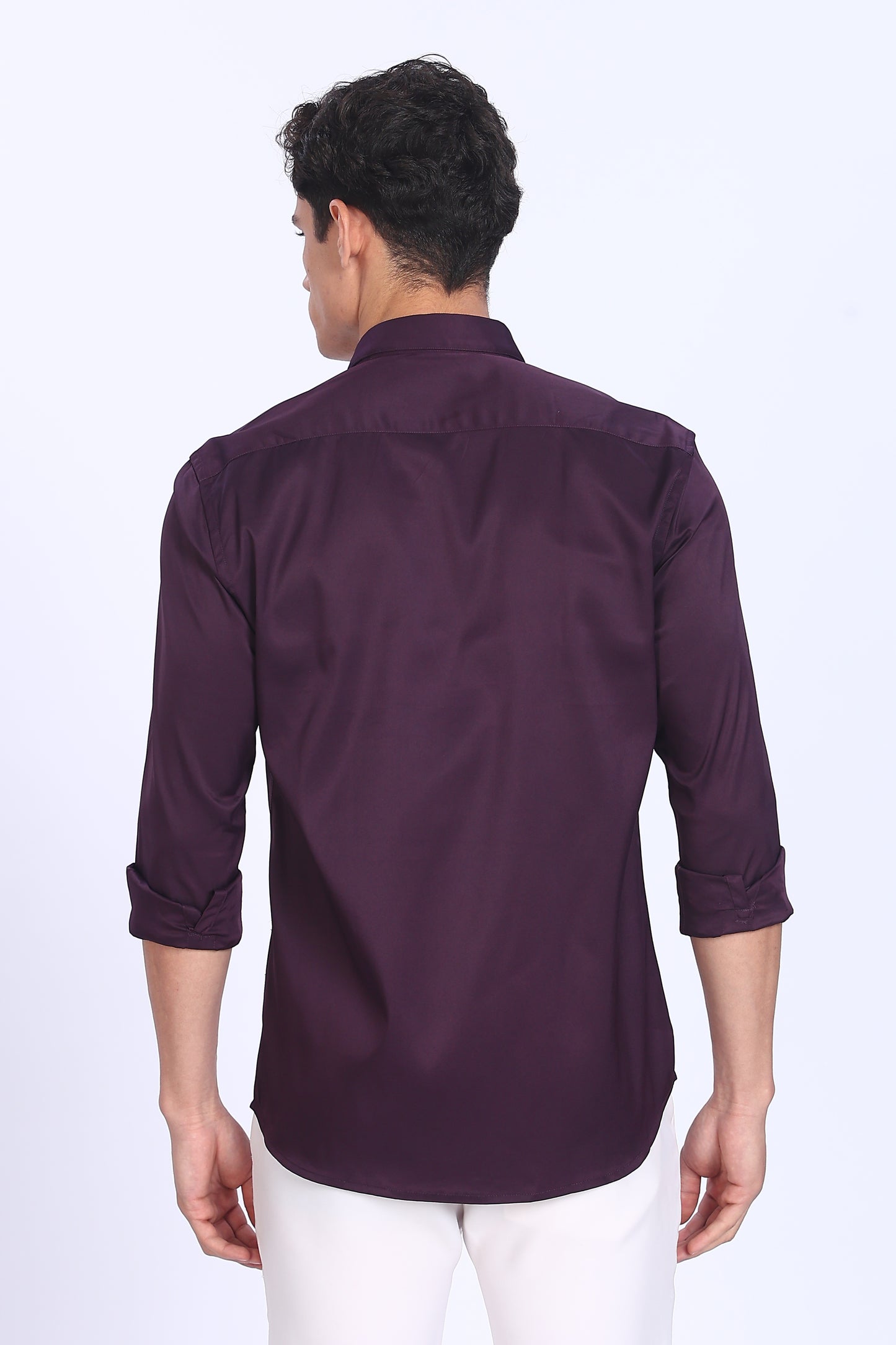 Regular Fit Purple Satin Shirt