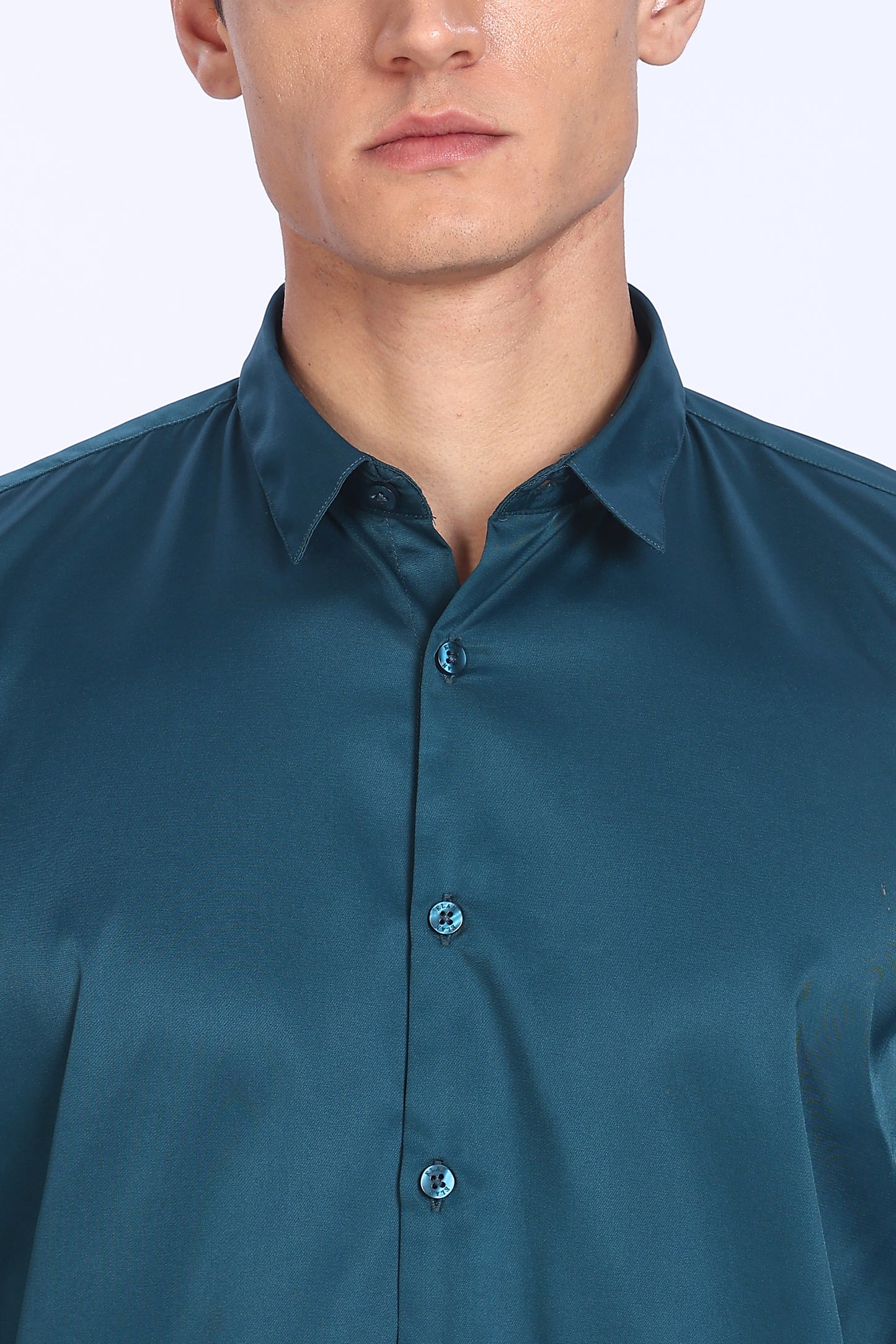 Regular Fit Deep Teal Satin Shirt