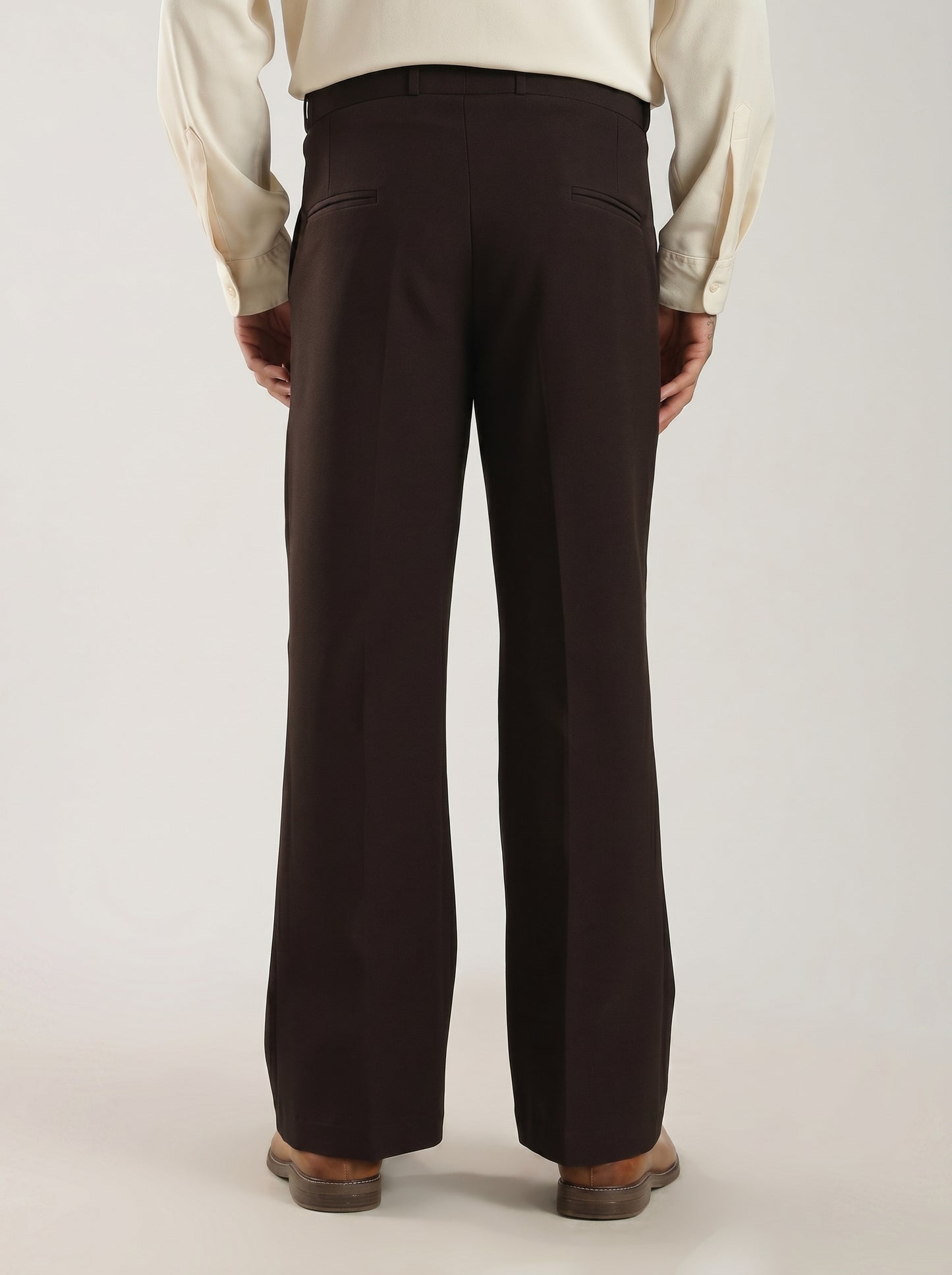 Cofee Brown Signature Armani-Finish Bootcut Trousers