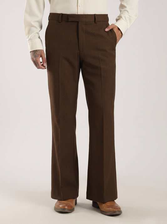 Cofee Brown Tailored Bootcut Stretch Trousers