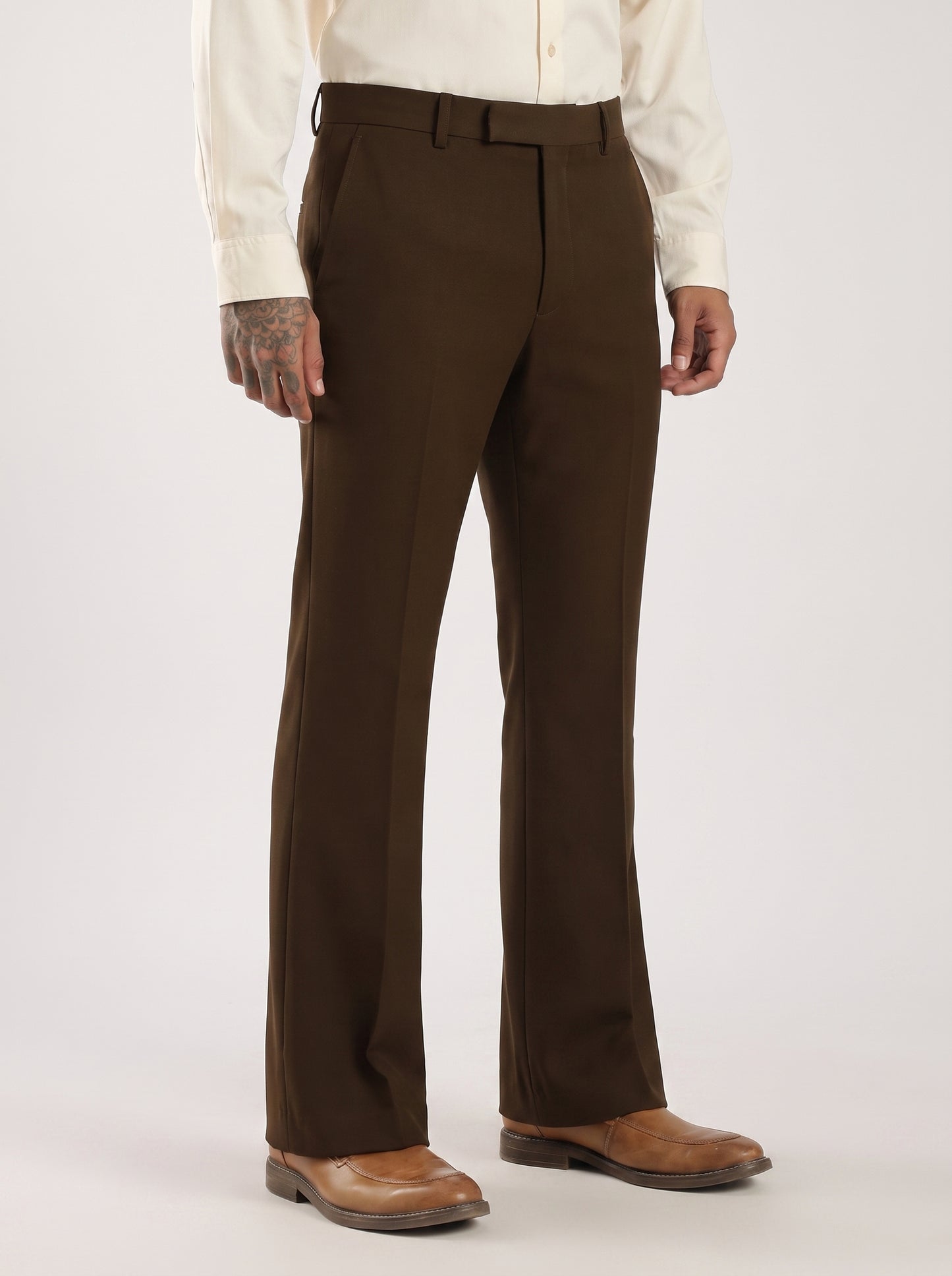 Cofee Brown Signature Armani-Finish Bootcut Trousers