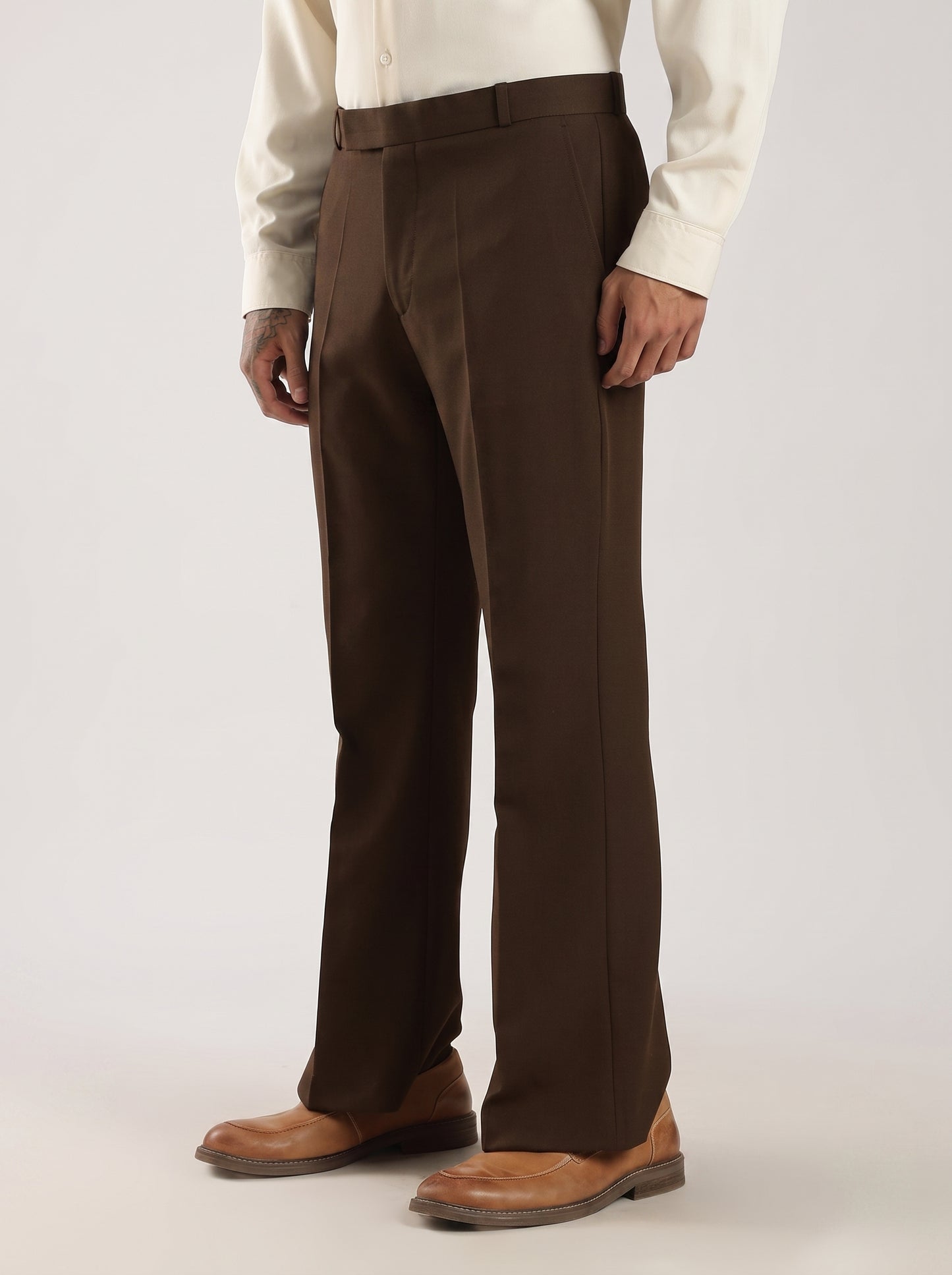 Cofee Brown Signature Armani-Finish Bootcut Trousers