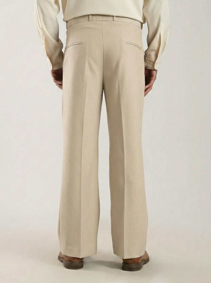 Beige Tailored Bootcut Stretch Trousers