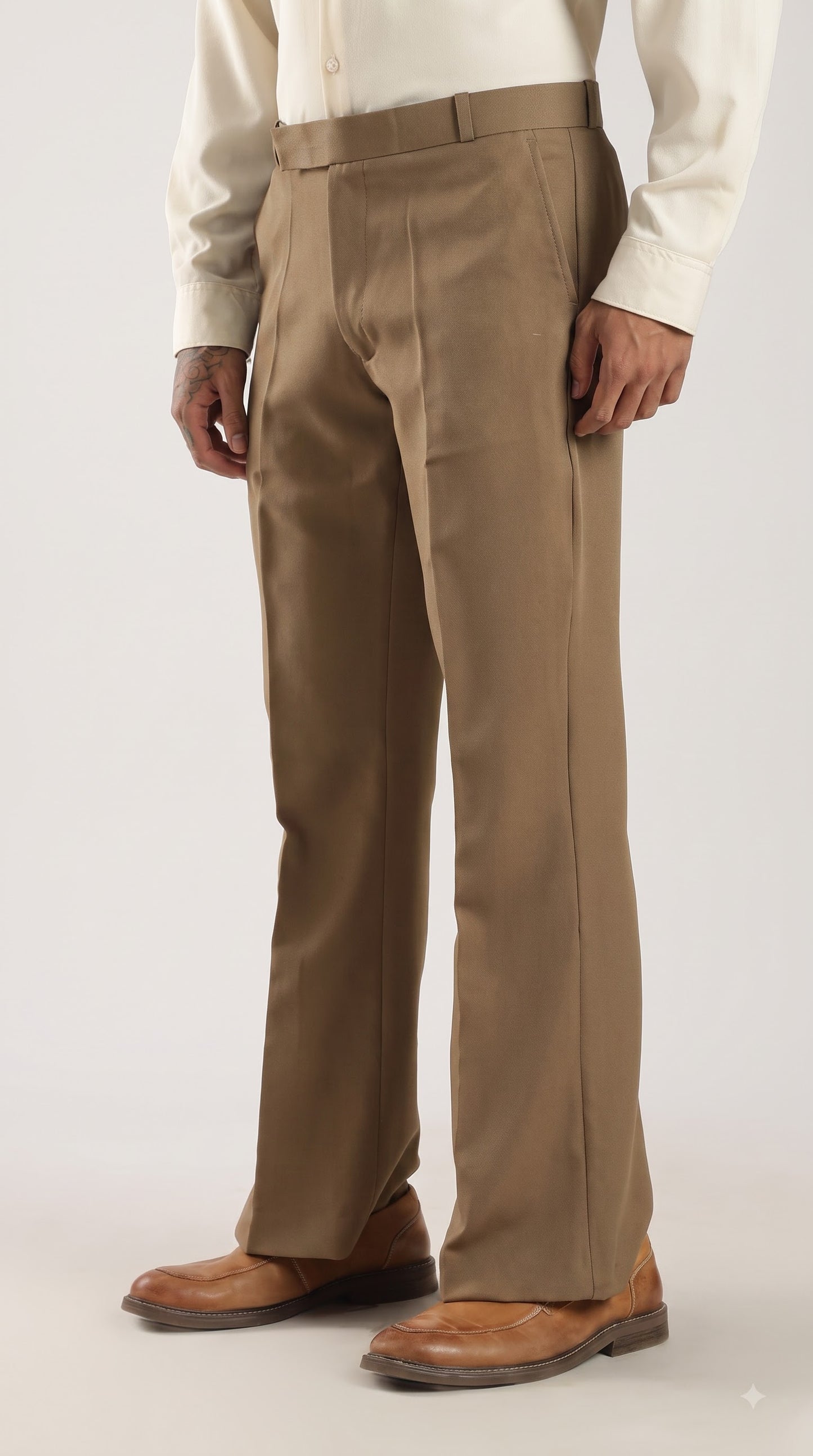 Mushroom Brown Tailored Bootcut Stretch Trousers