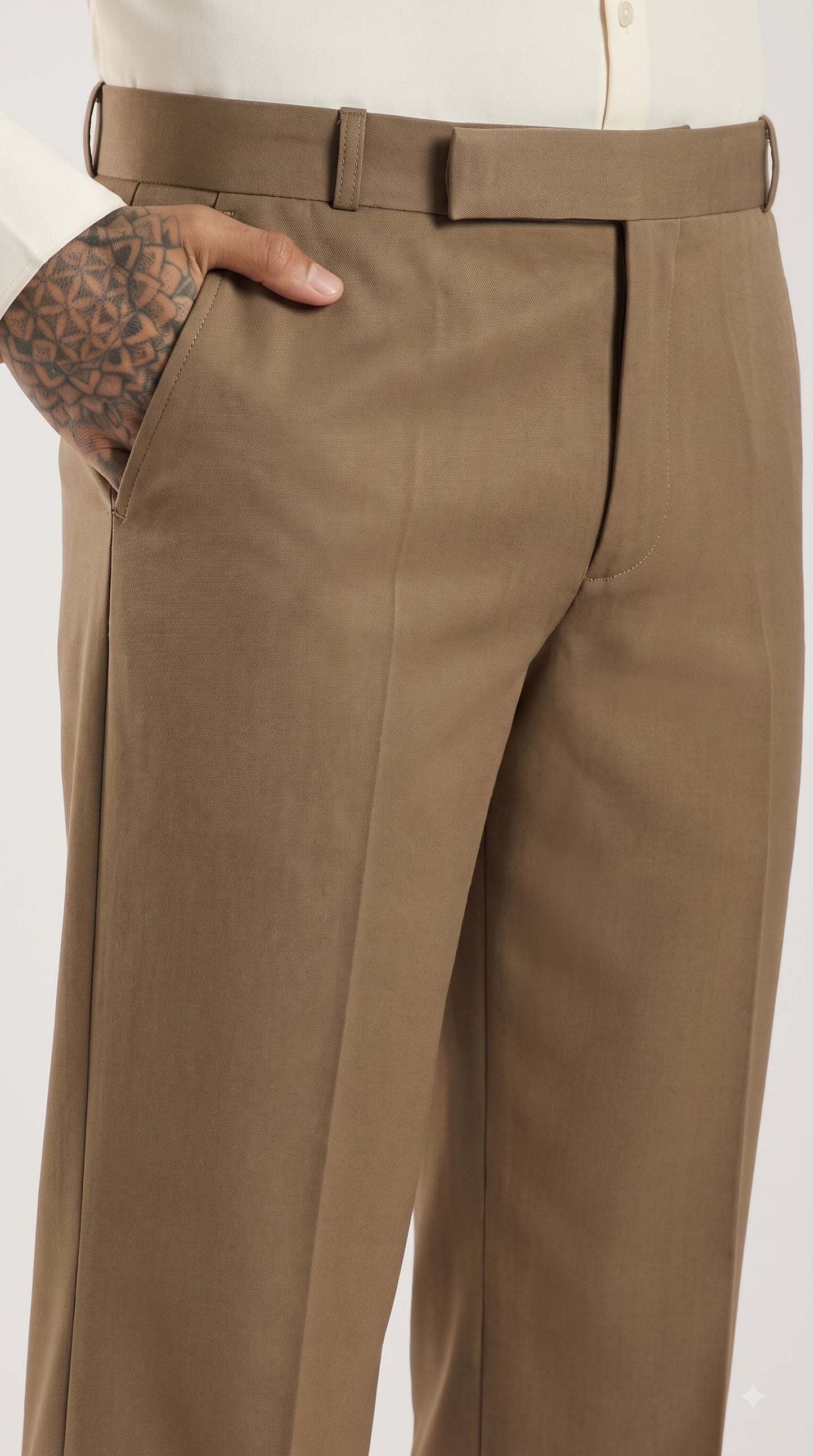 Mushroom Brown Tailored Bootcut Stretch Trousers