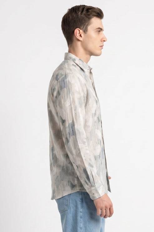Brush Print Regular Fit Shirt