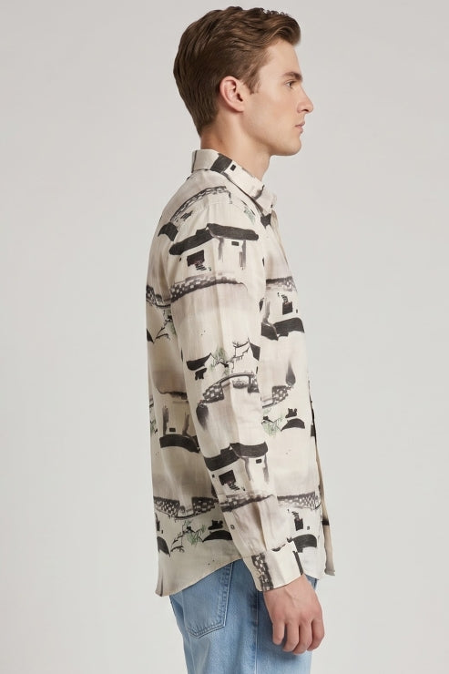 Creative Abstract Print Regular Fit Shirt
