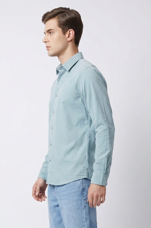 Light Green Textured Regular Fit Shirt