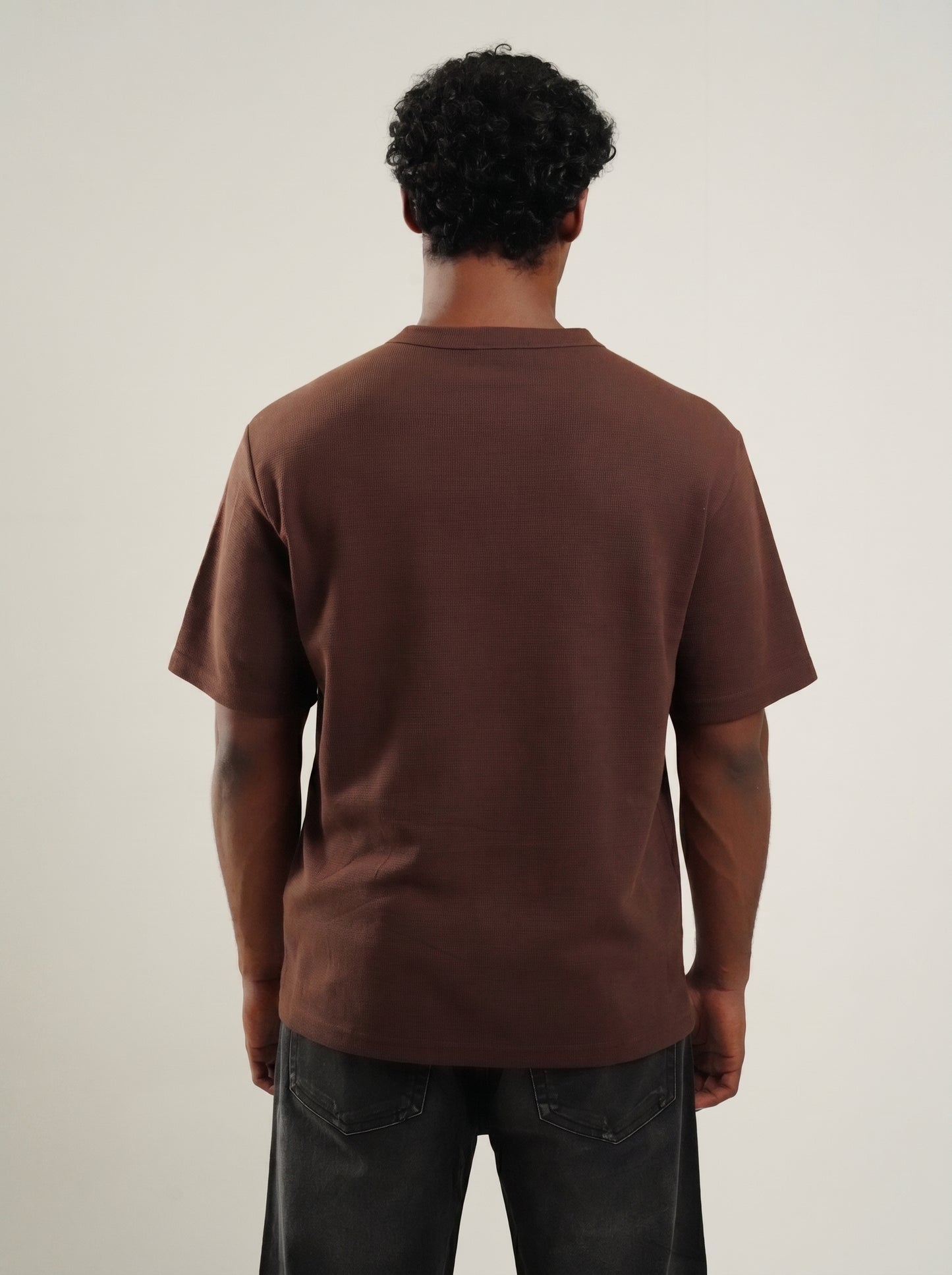 Henley Brown Half  sleeve loose comfort fit Tee