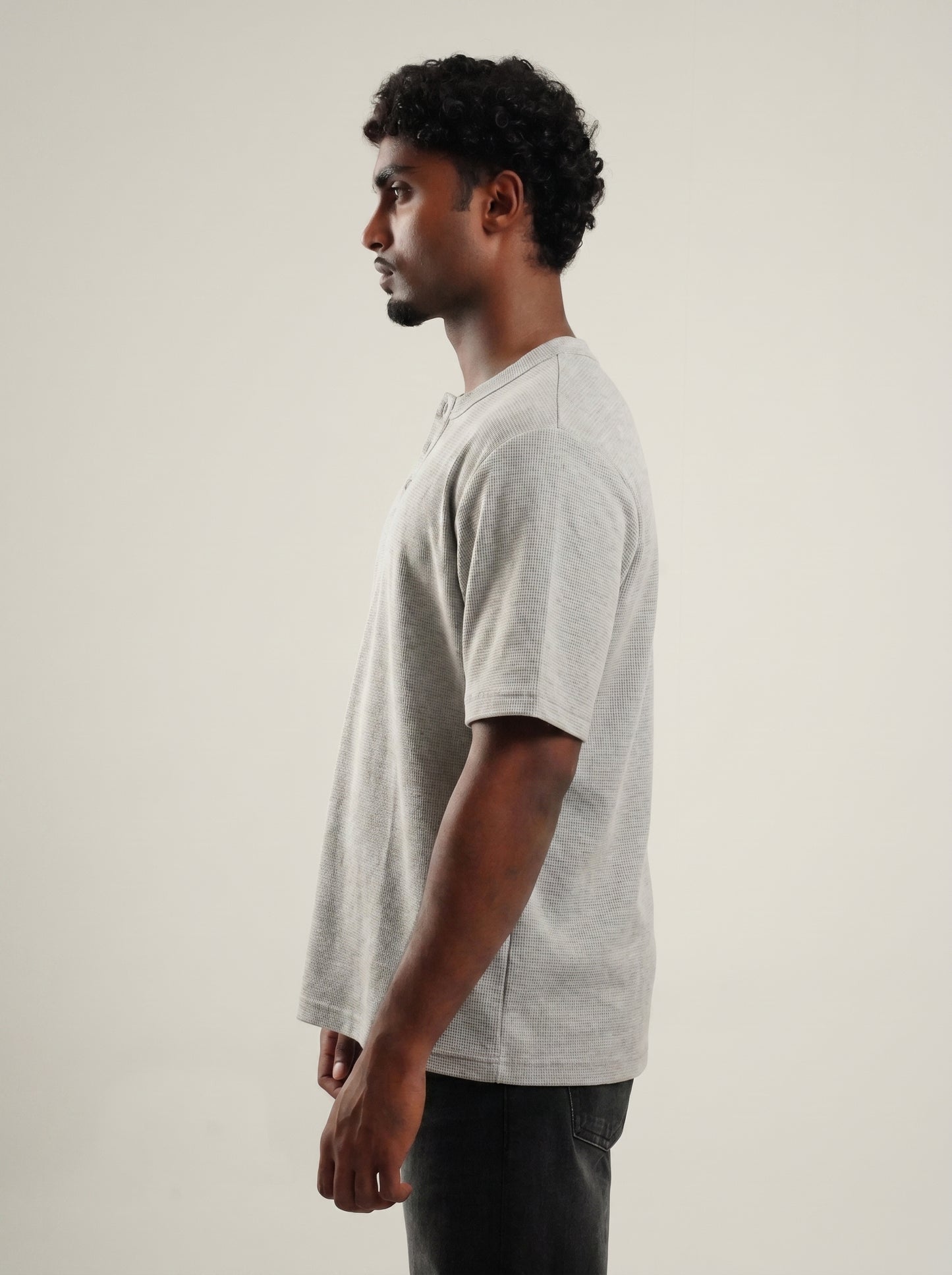 Henley Grey Half sleeve loose comfort fit Tee