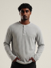 Henley Grey Full Sleeve Loose Comfort Fit Tee