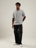 Henley Grey Half Sleeve Loose Comfort Fit Tee