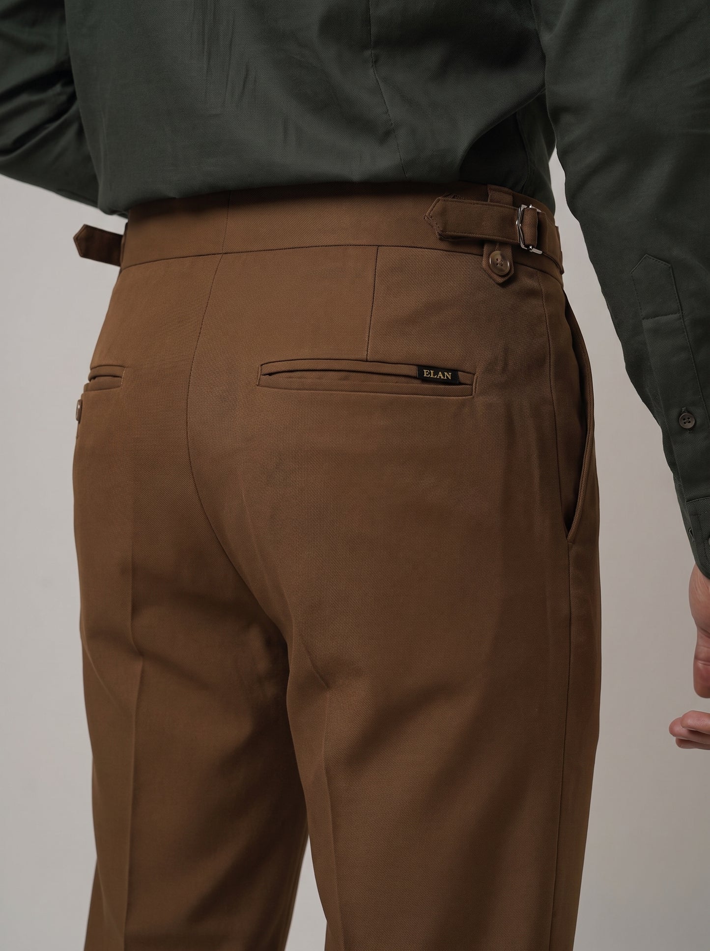 Pleated Chocolate Brown Gurkha Straight fit Trousers