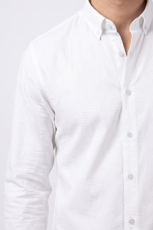 White Velvet Print Shirt