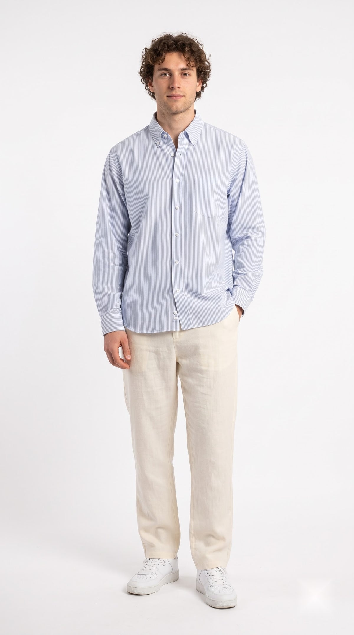 Blue Stripe Linen Regular Fit Shirt