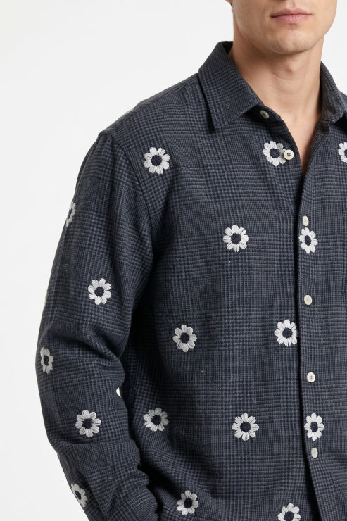 Heavy Fabric Boxy Fit Check Shirt - Charcoal