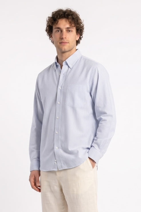Blue Stripe Linen Regular Fit Shirt