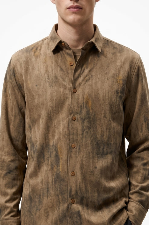 Brown Distressed Texture Shirt