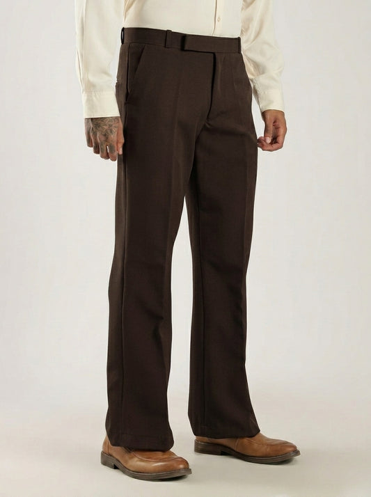 Dark Chocolate Tailored Bootcut Stretch Trousers