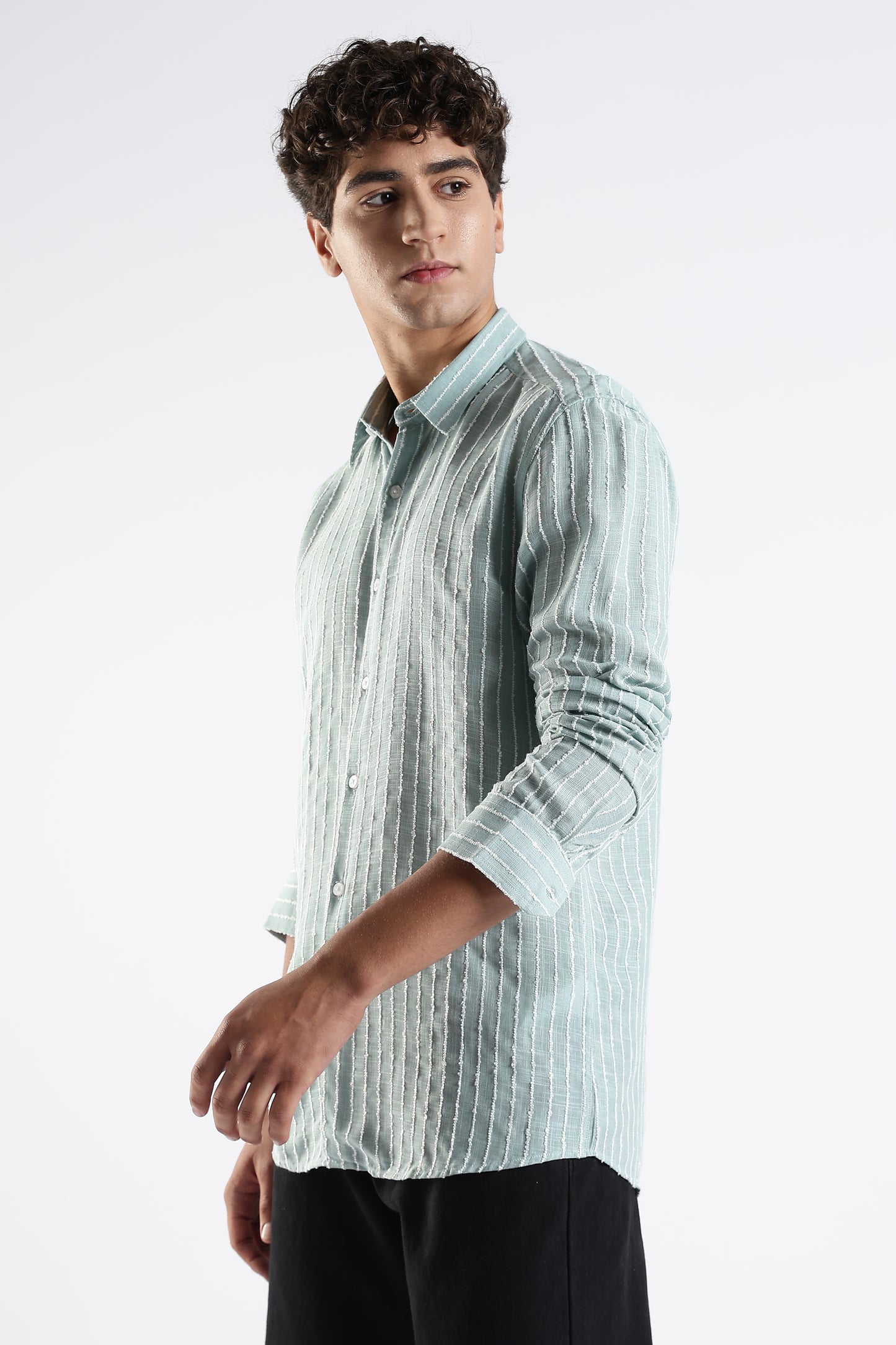Regular Fit Piinstripe Verticle Stripe Shirt