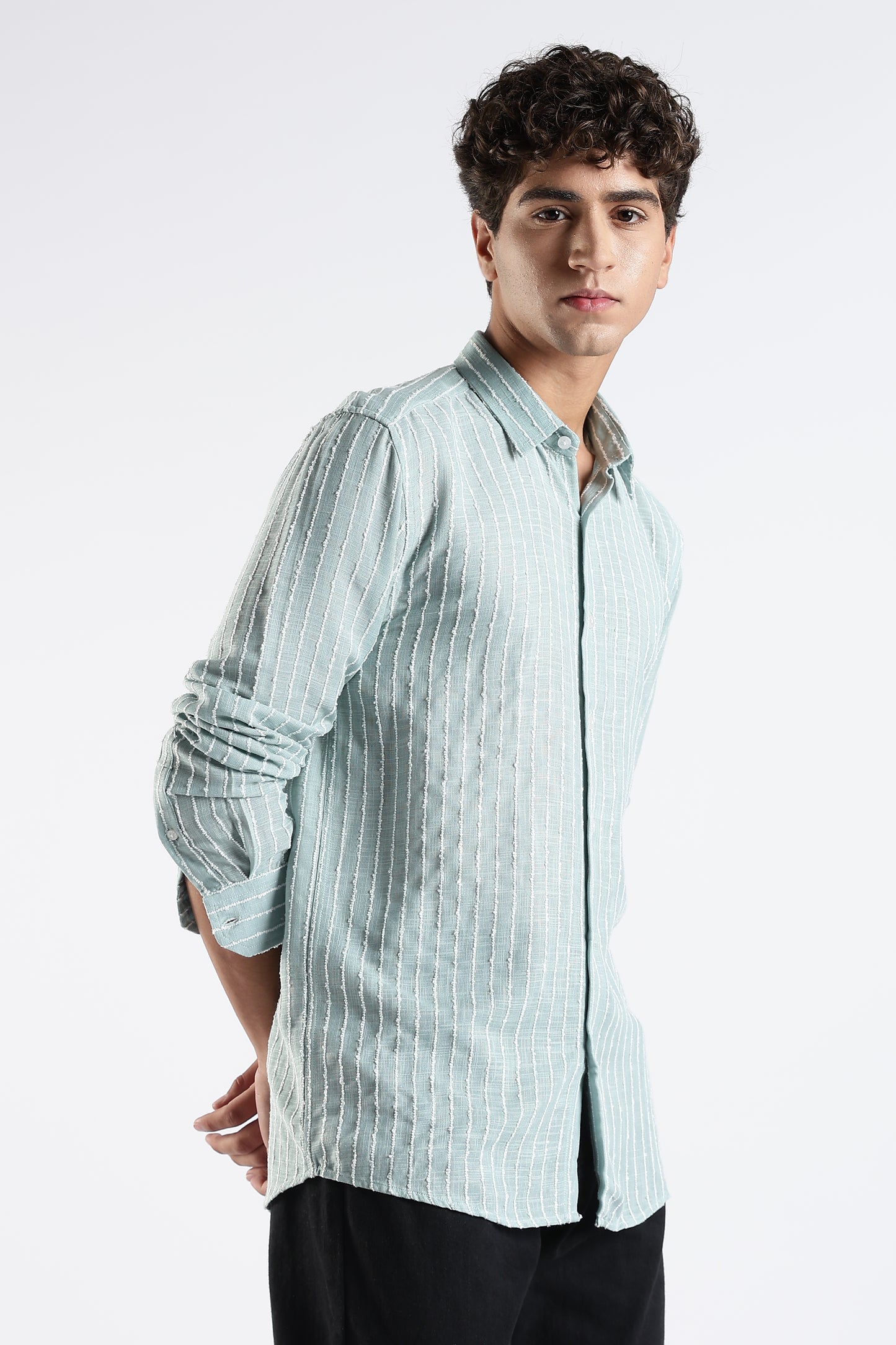 Regular Fit Piinstripe Verticle Stripe Shirt