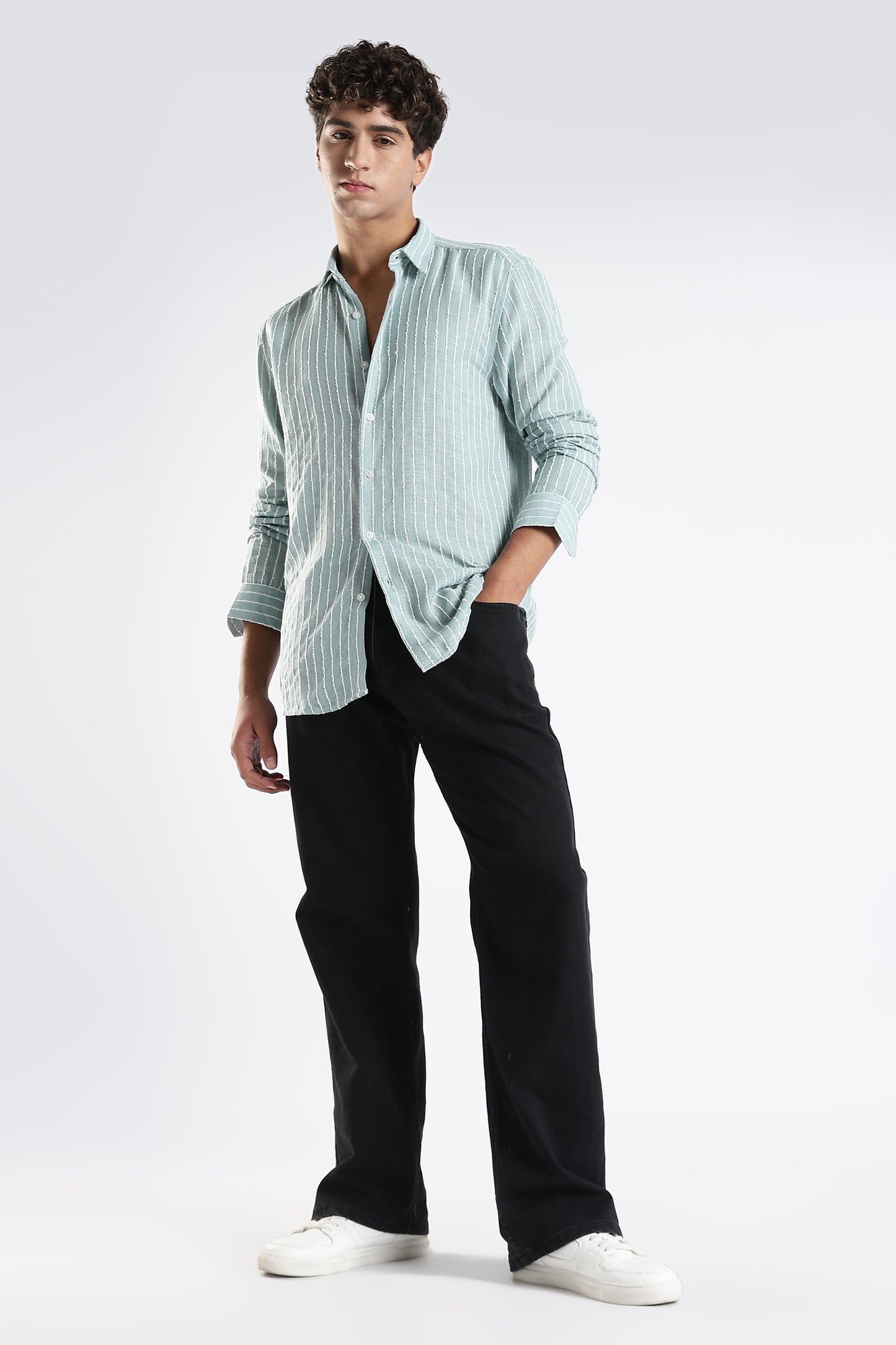 Regular Fit Piinstripe Verticle Stripe Shirt