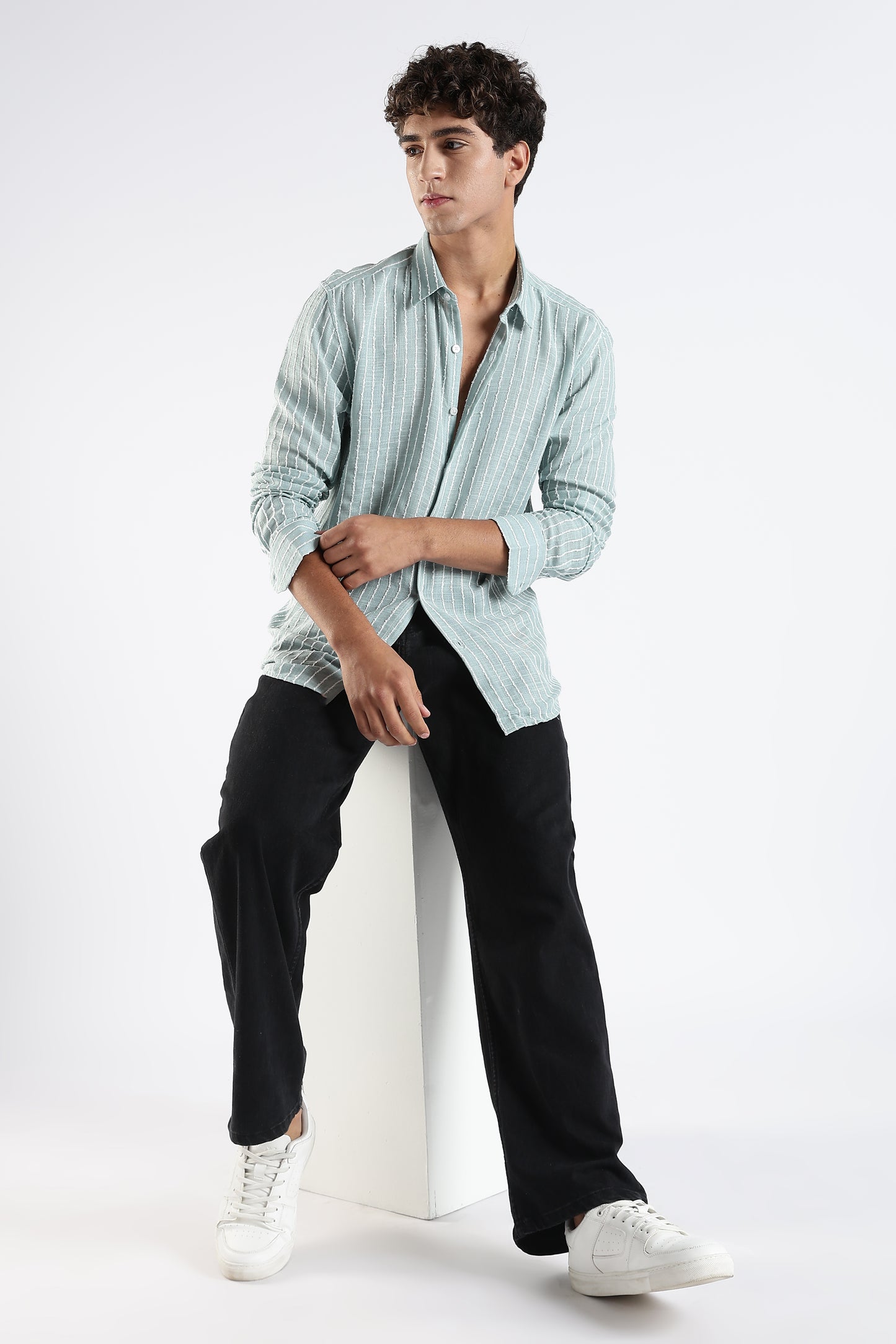 Regular Fit Piinstripe Verticle Stripe Shirt