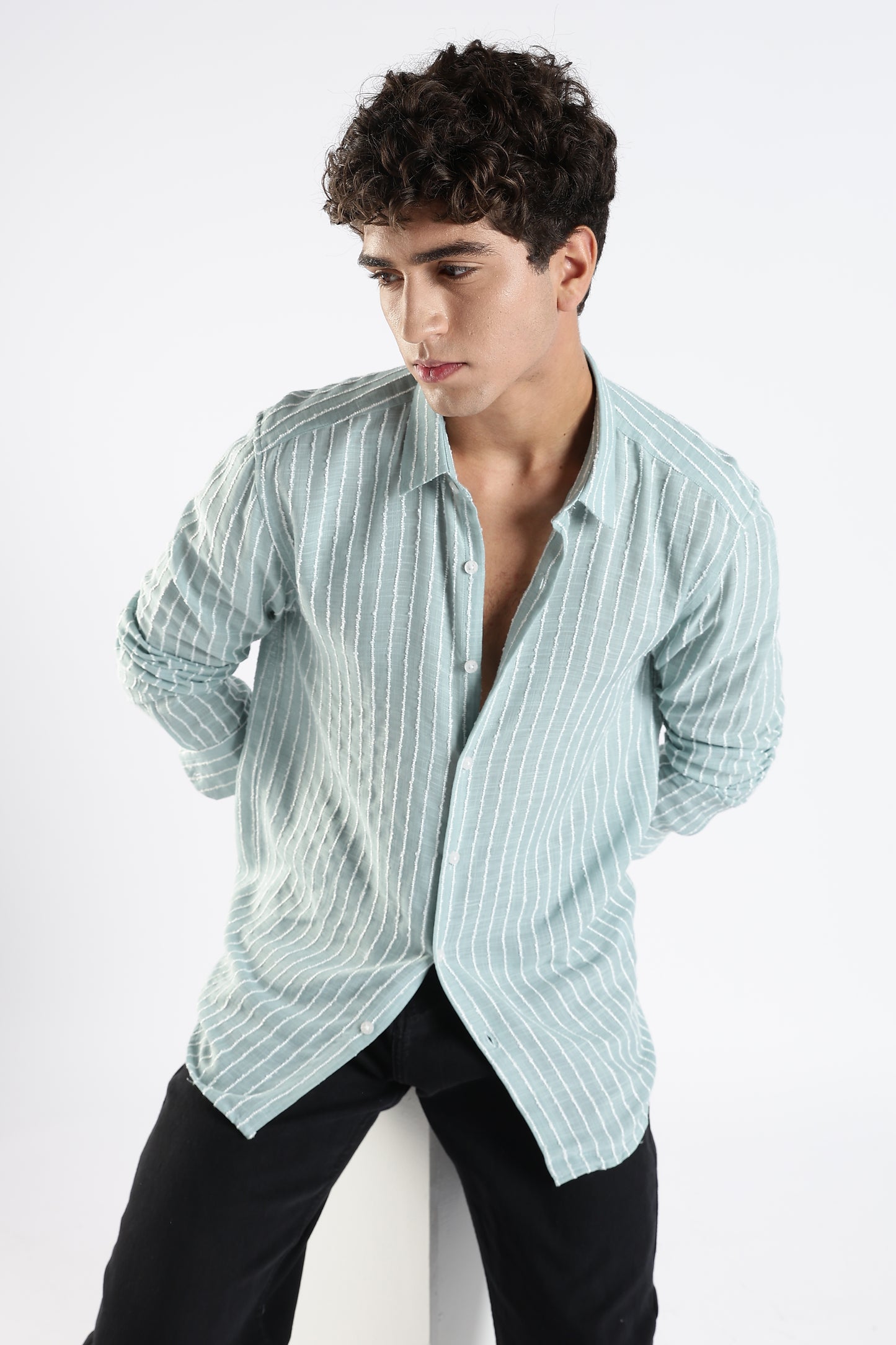 Regular Fit Piinstripe Verticle Stripe Shirt