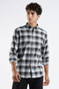 Regular Fit White & Grey Shirt with Black Gradient Tartan Checks