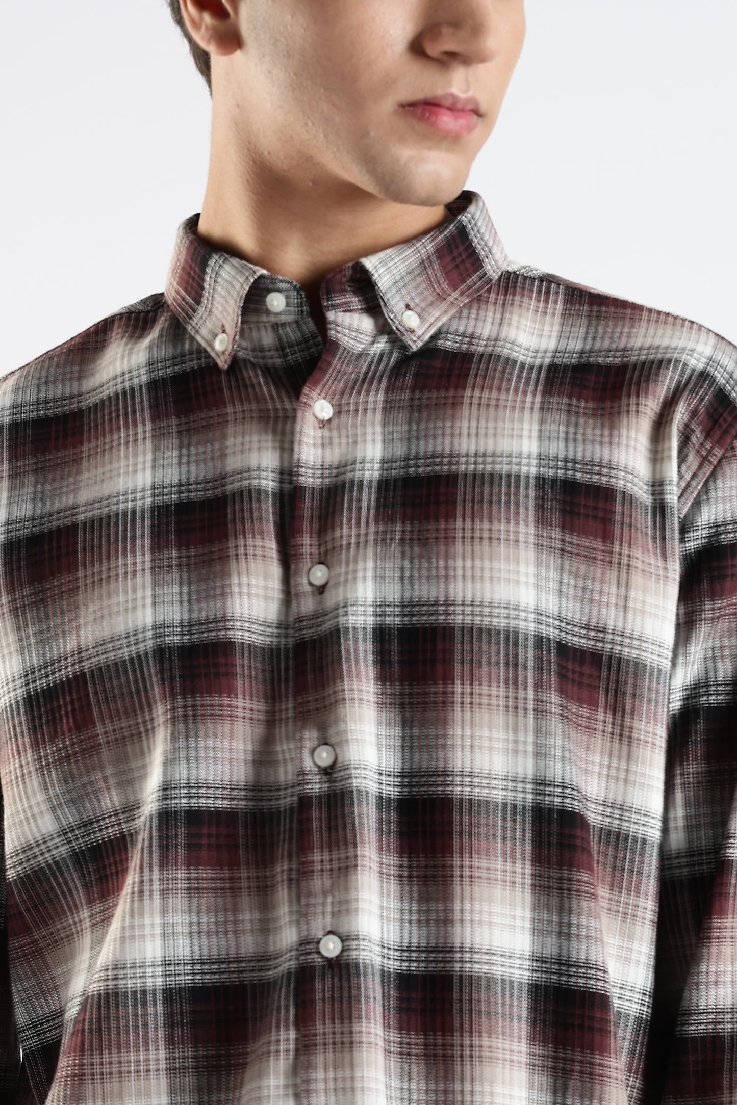 Regular Fit Maroon Check Shirt