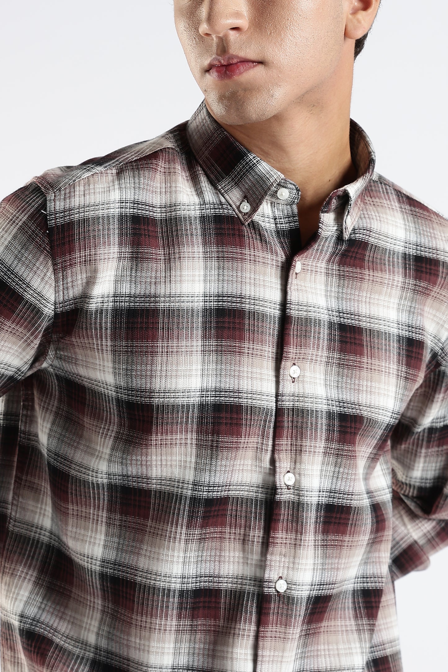 Regular Fit Maroon Check Shirt