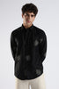 Slim Fit Black Leaf Embroidery Shirt