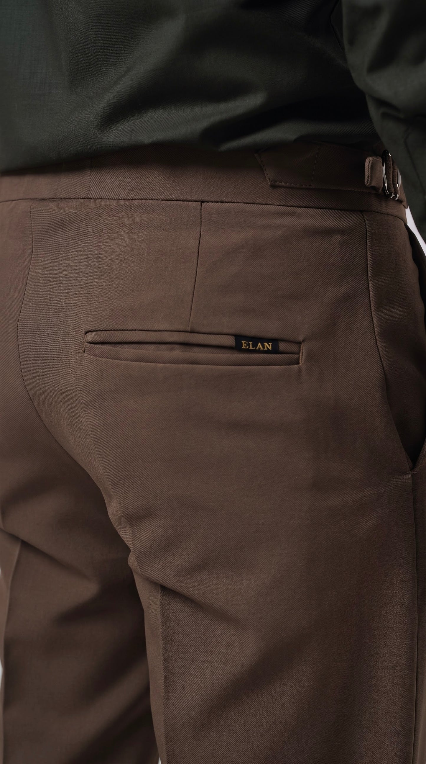 Pleated Espresso Brown Gurkha Straight fit Trousers
