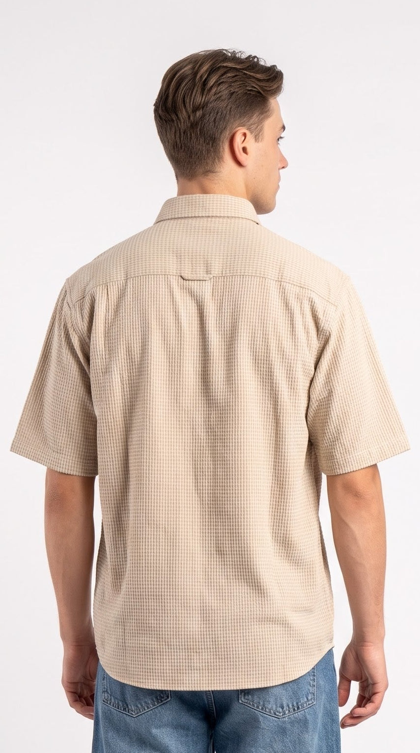 Textured Beige Waffle Shirt