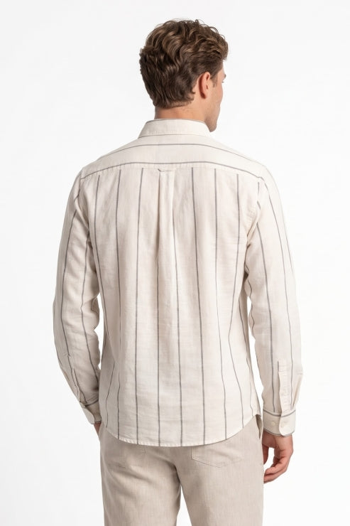 Vertical Stripe Regular Fit Shirt - Ivory