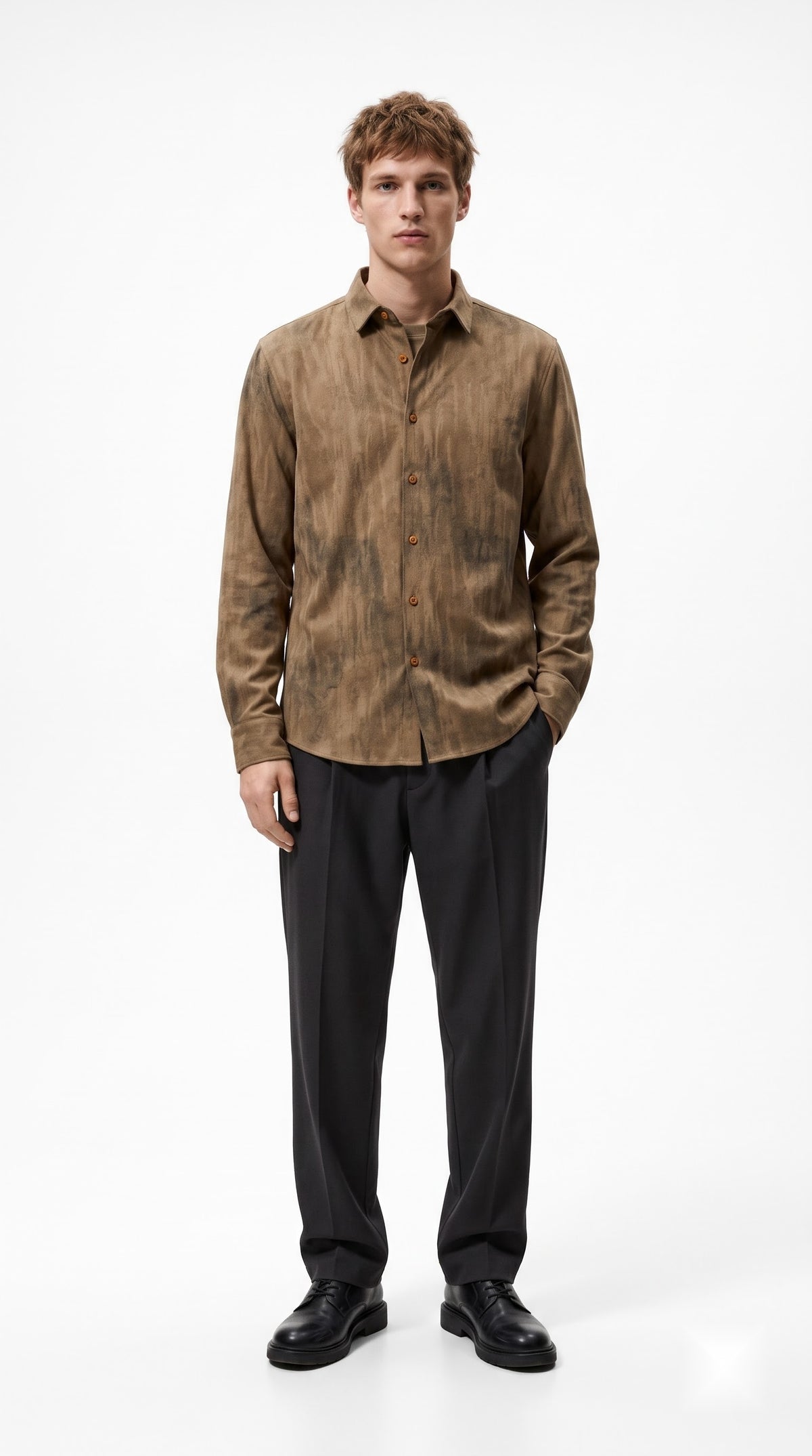 Brown Distressed Texture Shirt