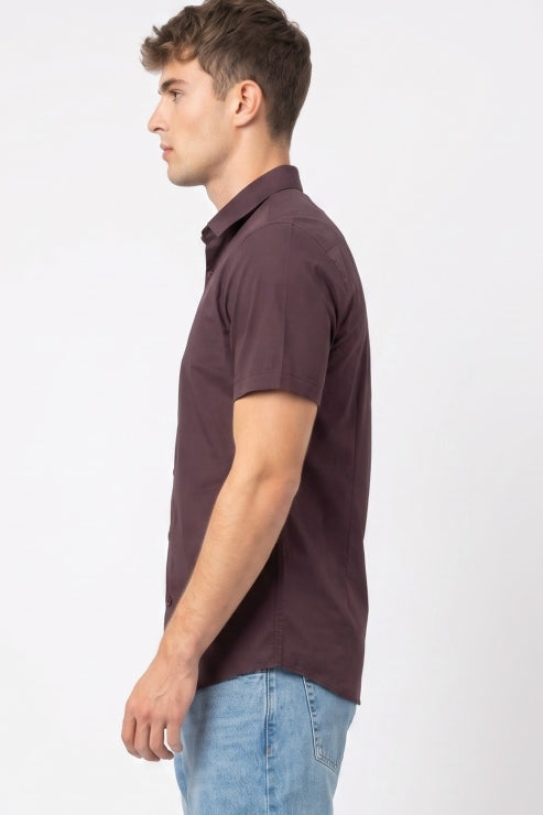Maroon Regular Fit half sleeve Shirt