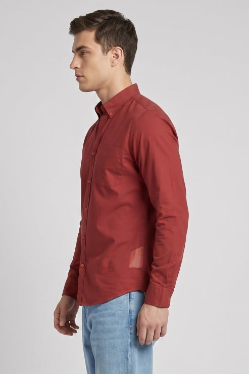 Red Poly Lycra Regular Fit Shirt