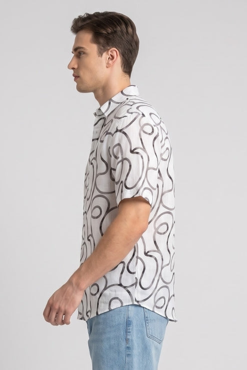 Linen Abstract Printed Shirt