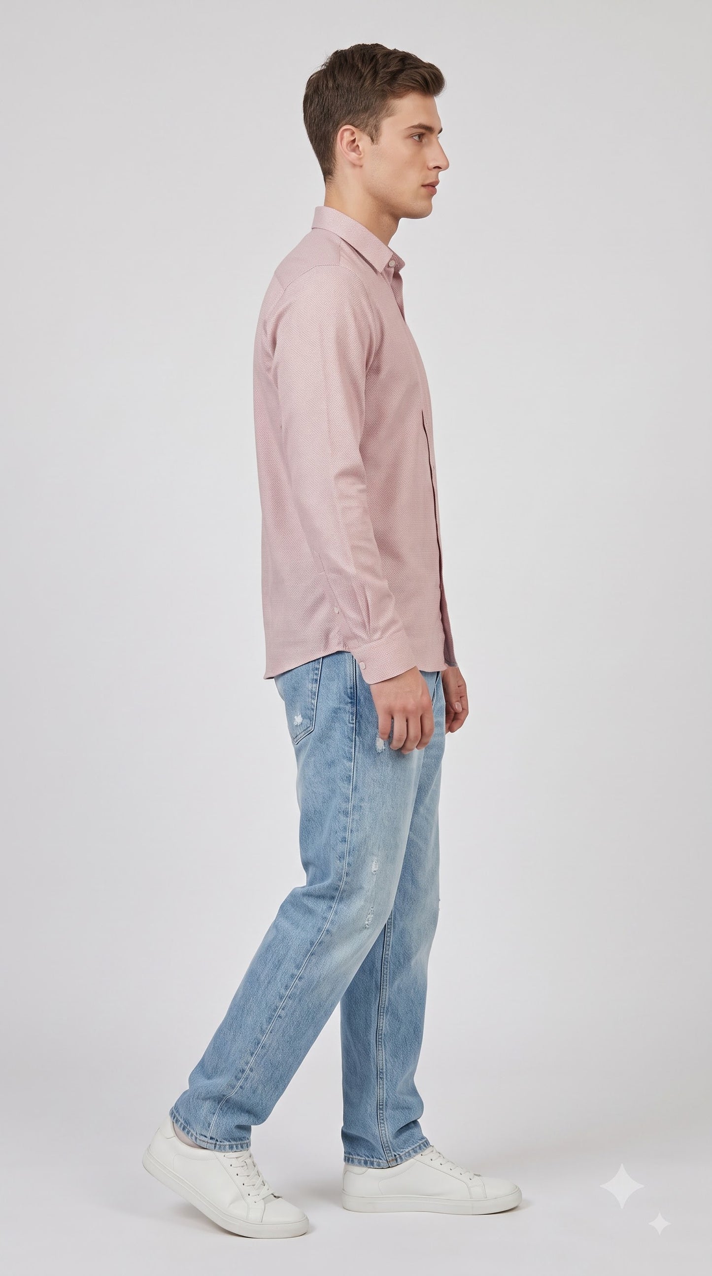 Pink Jacquard Regular Fit Shirt
