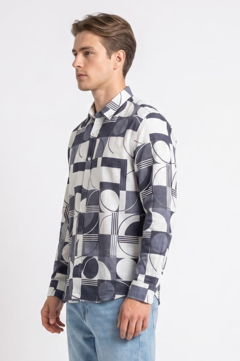 Abstract Printed Regular Fit Shirt