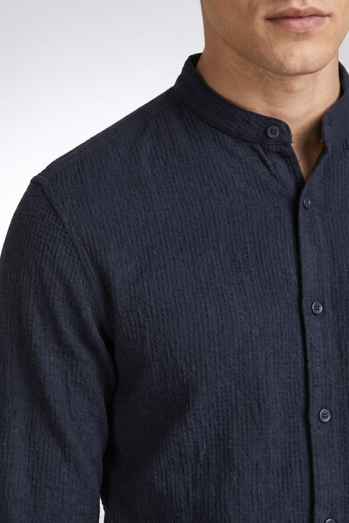 Midnight Waffle Chinese Collar Shirt