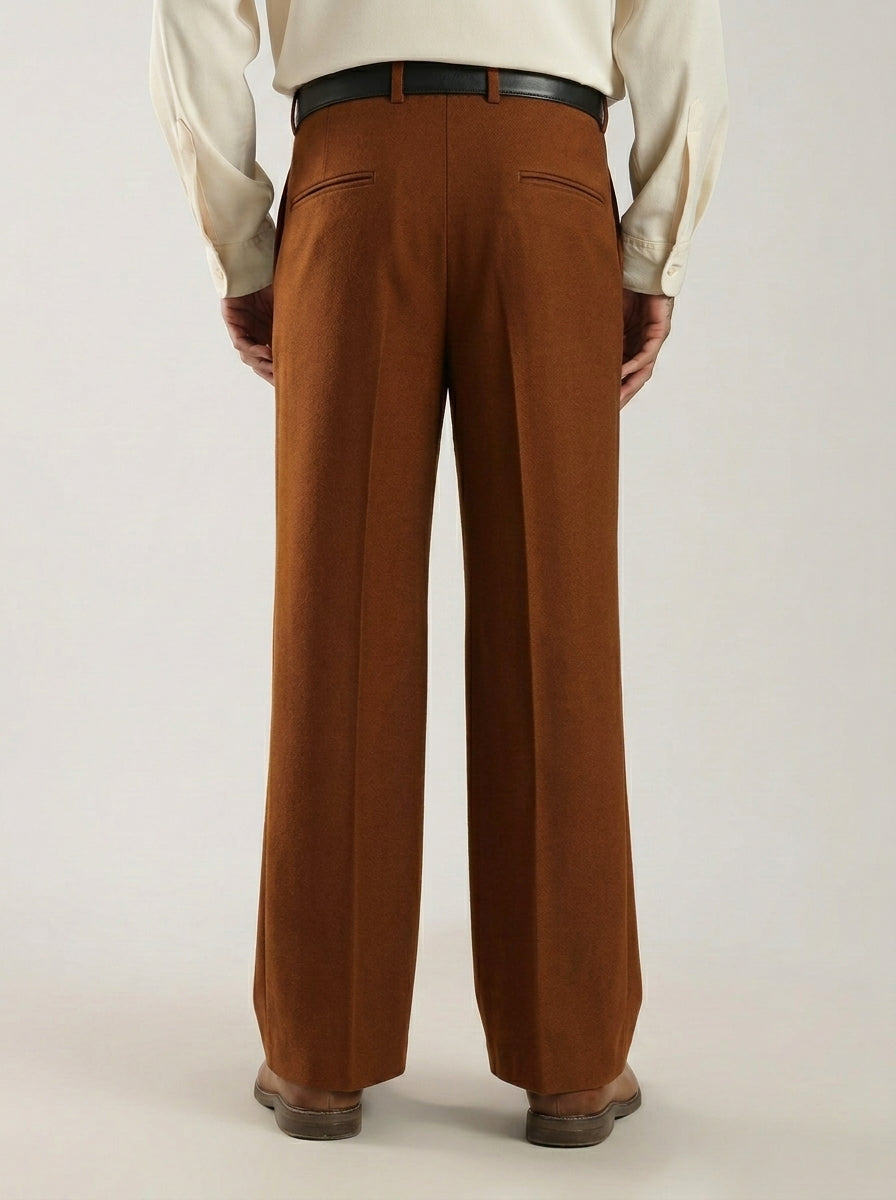 Caramel Brown Tailored Bootcut Stretch Trousers