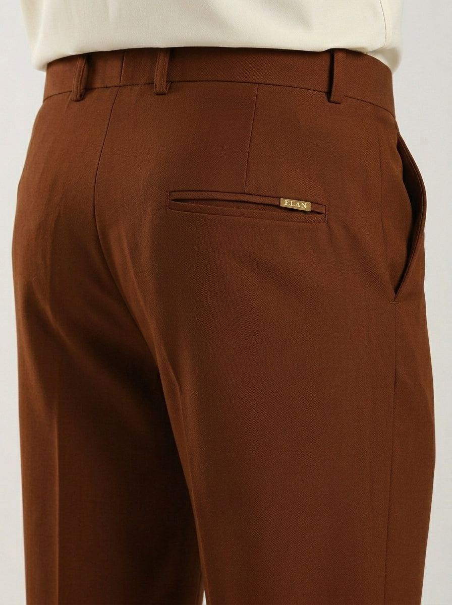 Caramel Brown Tailored Bootcut Stretch Trousers