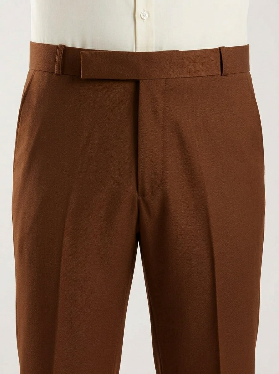 Caramel Brown Tailored Bootcut Stretch Trousers