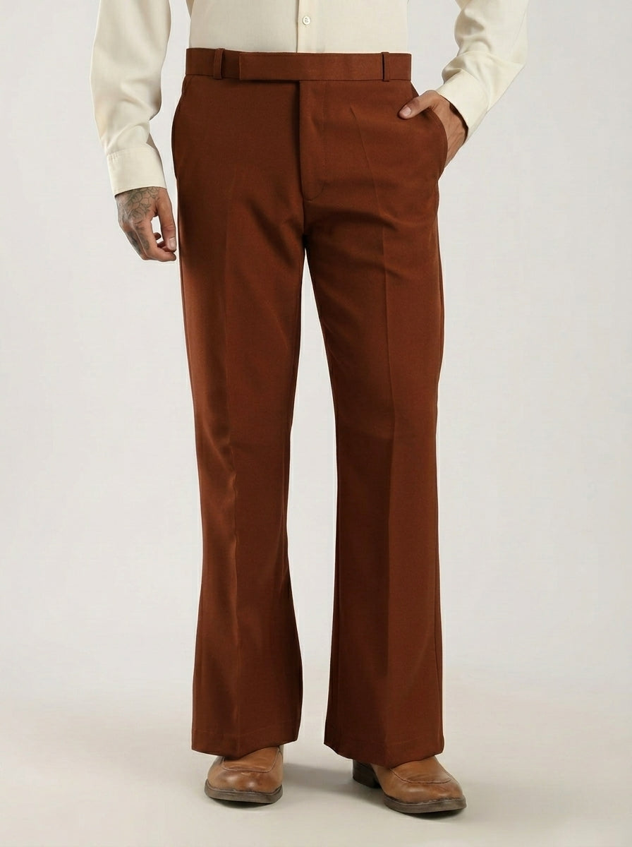 Caramel Brown Tailored Bootcut Stretch Trousers