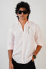 Floral Embroidered Baby Pink Linen Shirt