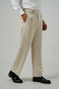 Pleated Beige Gurkha Straight fit Trousers